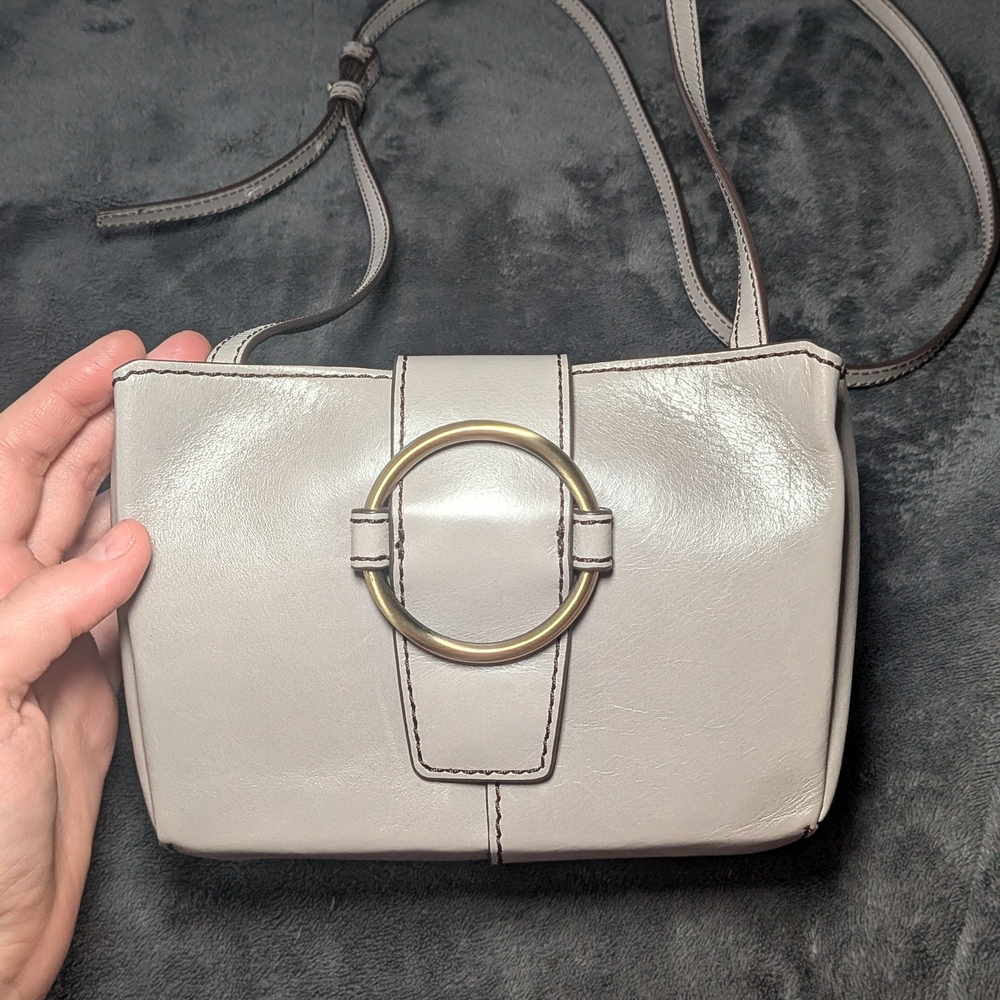 HOBO Gray Leather Bag with Gold Accent
